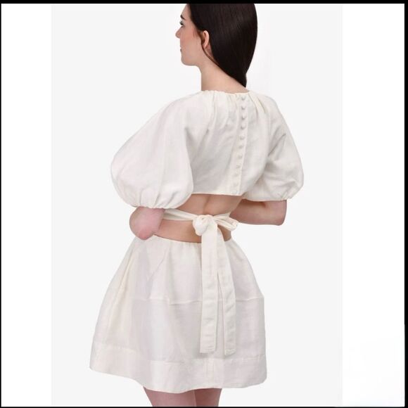 New AJE Mimosa Cutout Linen:Silk Mini White Dress Small - Picture 4 of 14